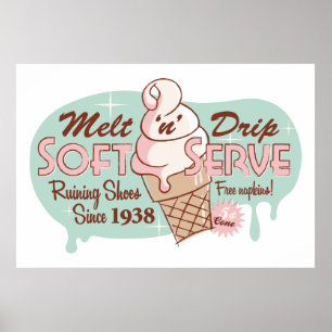 Póster Melt 'n' Drip Soft Serve Ice Cream Print