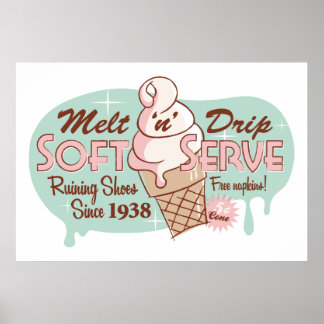 Póster Melt 'n' Drip Soft Serve Ice Cream Print