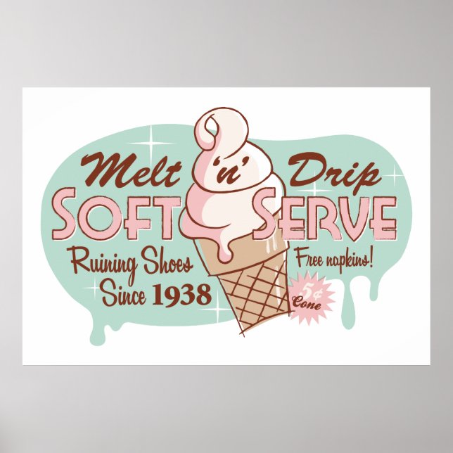 Póster Melt 'n' Drip Soft Serve Ice Cream Print (Frente)