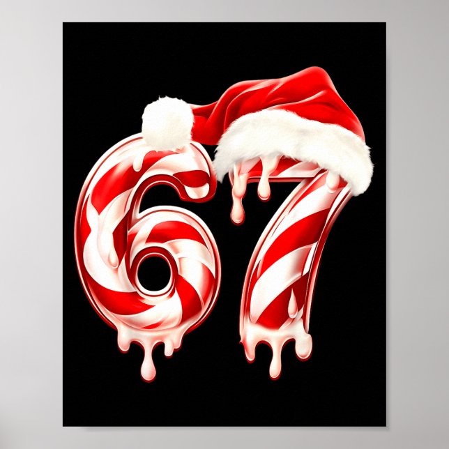 Póster Melting Candy Cane 67 Christmas Design, Santa Hat  (Frente)