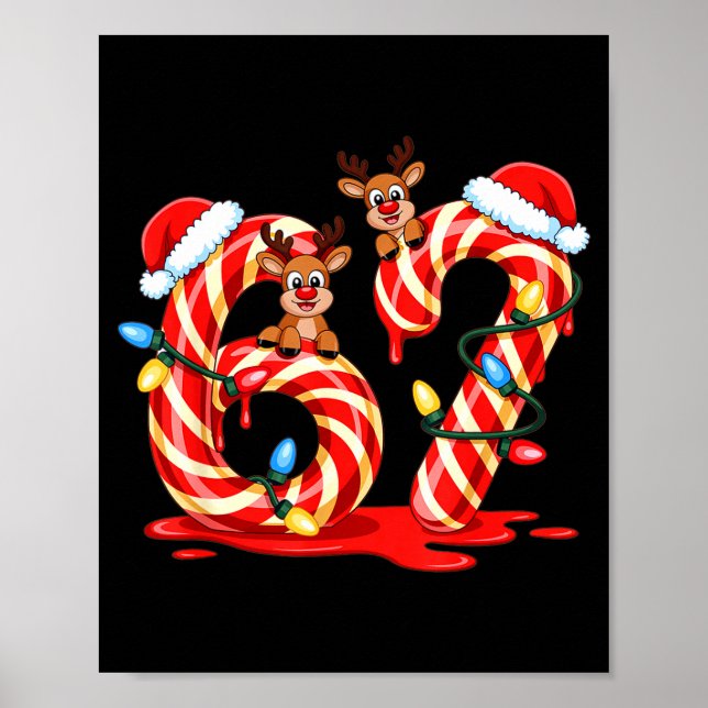 Póster Melting Candy Cane 67 Christmas Design Santa Hat H (Frente)