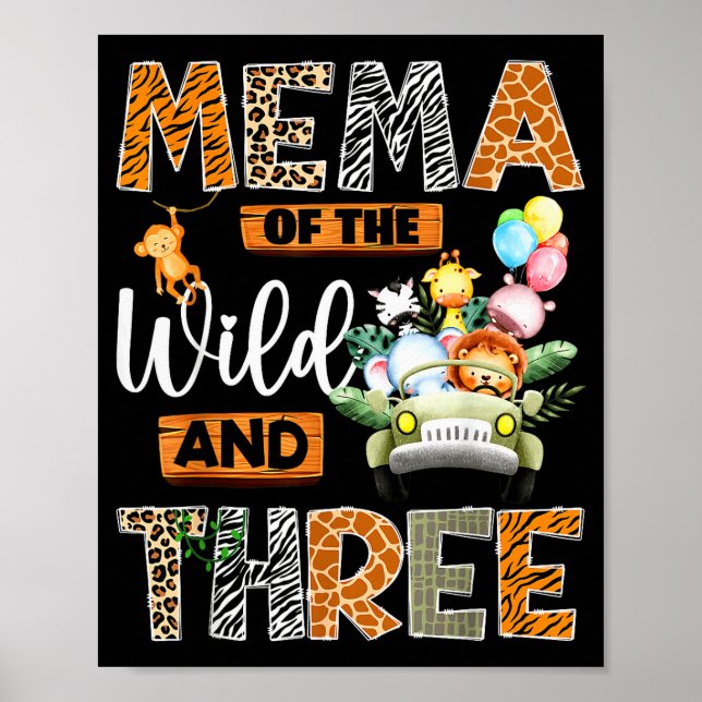 Póster Mema Of The Wild And Three 3rd Birthday Boy Safari (Frente)