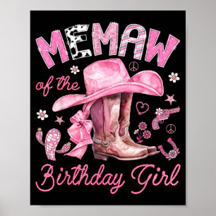 Póster Memaw de la niña cumpleañera vaquera occidental ro