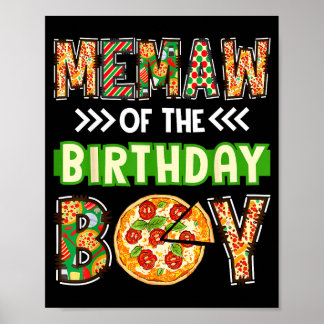 Póster Memaw del chico cumpleañero amante de la pizza fie