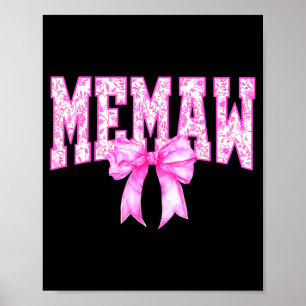 Póster Memaw floral toile rosa lazo coquette abuela para