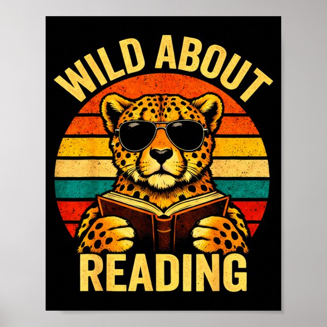 Póster Meme de animal divertido salvaje sobre leer libro  (Frente)