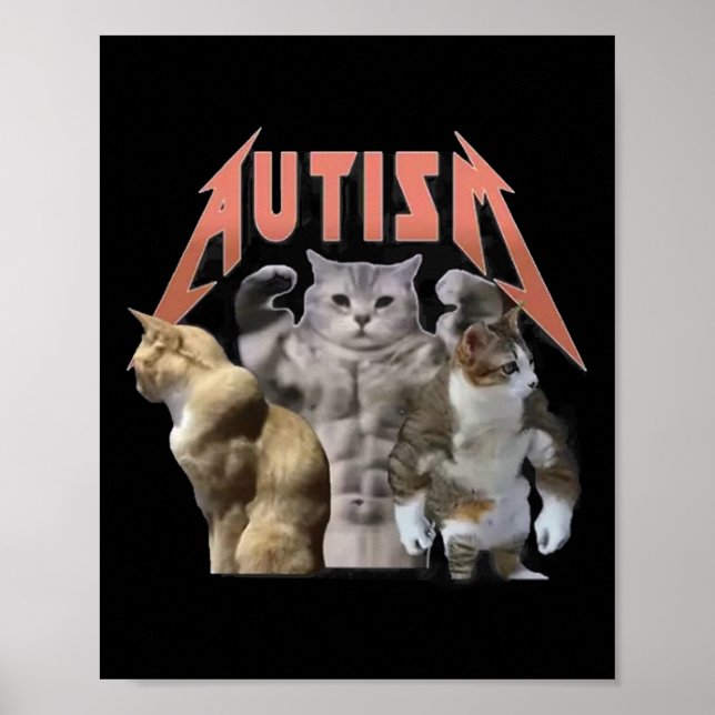 Póster Meme de autismo de los gatos buff (Frente)