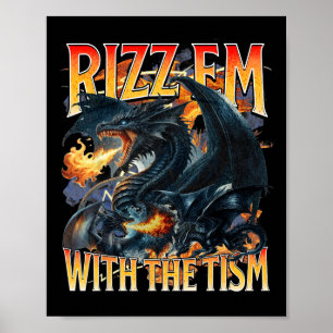 Póster Meme De Autismo Dragon Rizz Em Con El Tísmo Autist