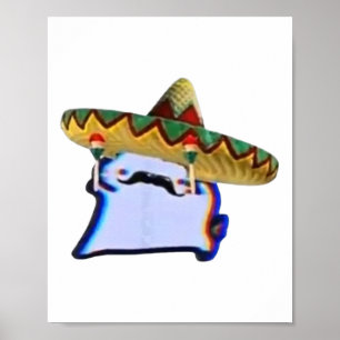 Póster Meme de baile gracioso de gato de crumb mexicano