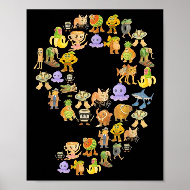 Póster Meme de Brainrot Italiano Novena Fiesta de Cumplea (Frente)