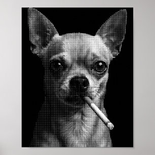 Póster Meme de Chihuahua divertido fumando cigarrillo ama