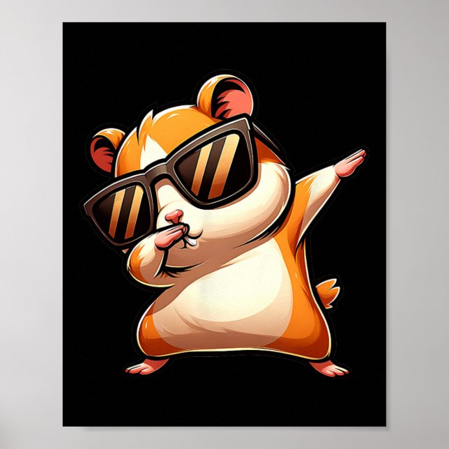 Póster Meme de Dab Animal Dancing Dabbing Hamster (Frente)