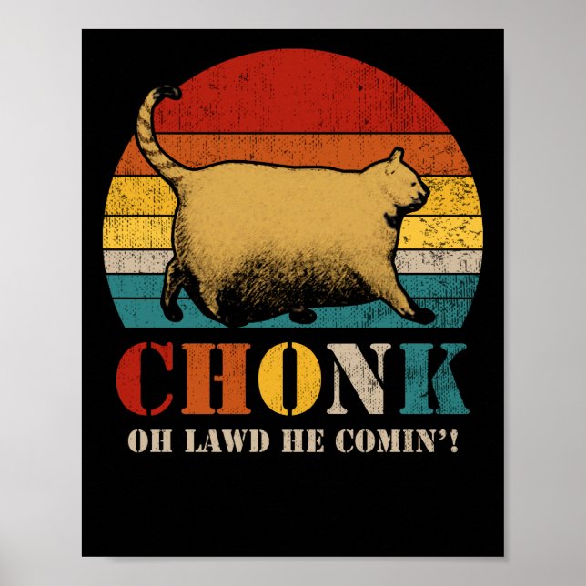 Póster Meme de escala de gatos chonk estilo retro memes v (Frente)