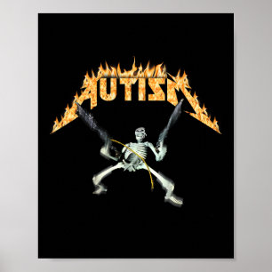 Póster Meme de esqueleto de autismo divertido hombres muj