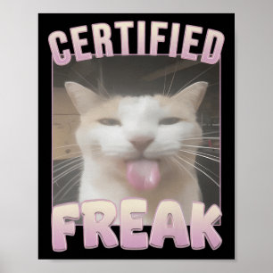 Póster Meme de gato Freak Funny Certificado