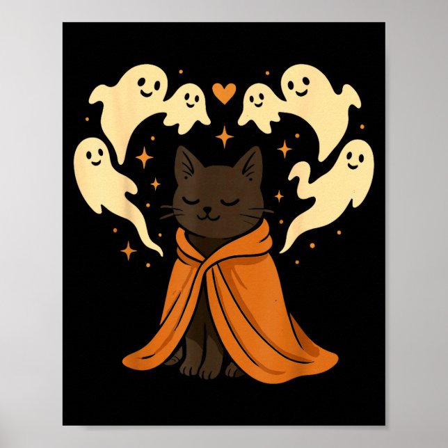 Póster Meme de gato Soky lindo negro Halloween  (Frente)