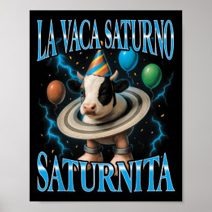 Póster Meme de Italian Brainrot La Vaca Saturno Saturnita