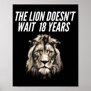 Póster Meme de León Divertido El León No Espera 18 Años G