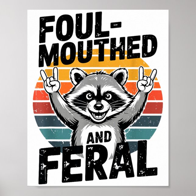 Póster Meme de mapache malhablado y feroz divertido basur (Frente)