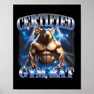 Póster Meme de rata de gimnasio certificada Fitness Cultu