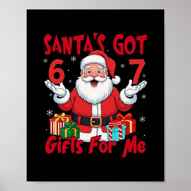 Póster Meme de Santa Seis Siete Navidad Meme Gen Z  (Frente)
