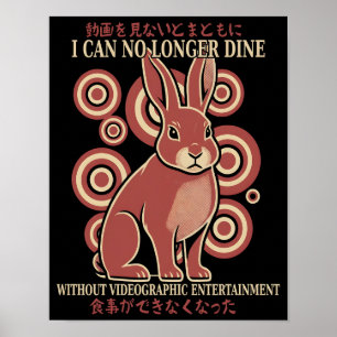 Póster Meme de vídeo de conejo japonés vintage eclectico