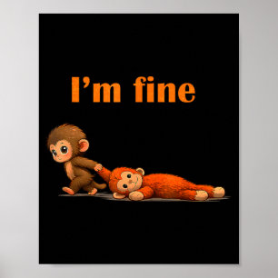 Póster Meme del mono golpeando animal de peluche abrazand