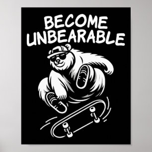 Póster Meme del oso divertido insoportable de monopatín