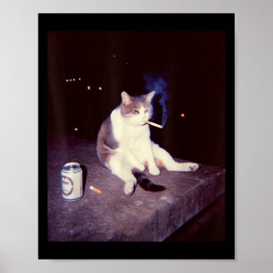 Póster Meme divertido Cigarette Kitten Brainrot Silly