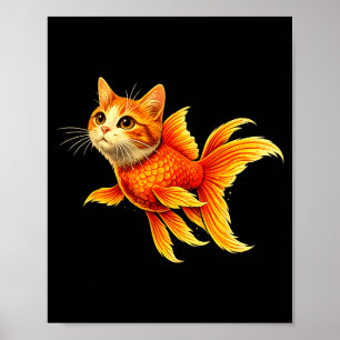Póster Meme divertido de animal híbrido de gato y pez dor