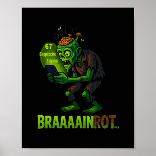 Póster Meme Divertido de Cerebro Podrido de Zombie 6 7 Ha