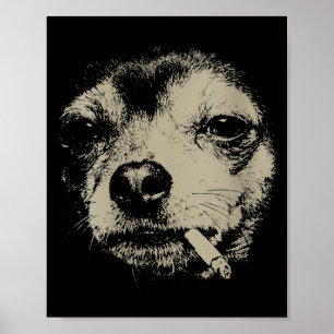 Póster Meme divertido de chihuahua femenino fumando cigar