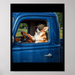 Póster Meme divertido de corgi gracioso perro conduciendo