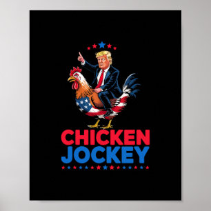 Póster Meme Divertido de Gallina Jinete Trump