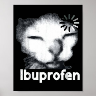 Póster Meme divertido de gato con ibuprofeno y felino feo