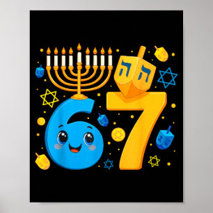 Póster Meme divertido de Hanukkah 67 Menorah judía de Cha
