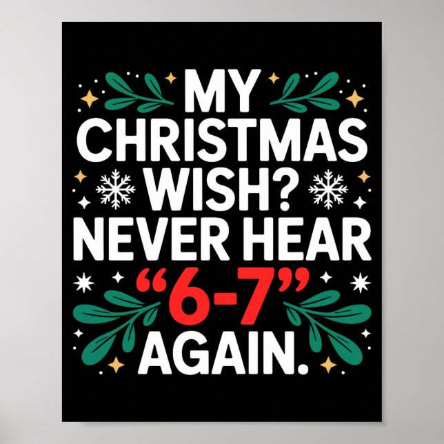 Póster Meme divertido de matemáticas 67 Seis Siete Navida (Frente)