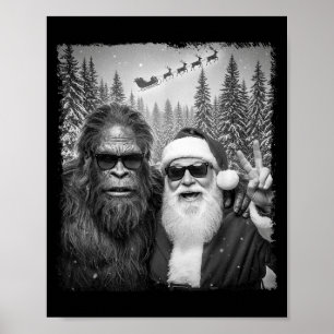 Póster Meme Divertido de Sasquatch Selfie Genial con Sant
