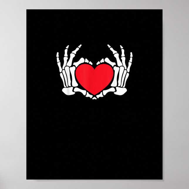 Póster Meme divertido de Skeleton Hand Heart Día de San V (Frente)