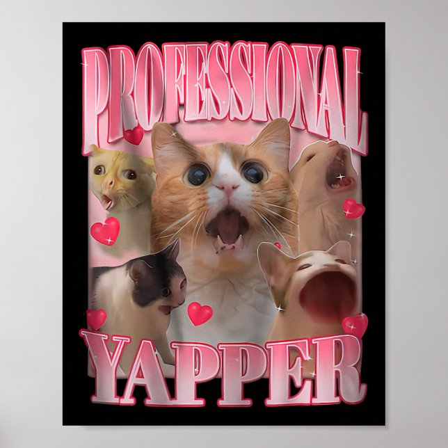 Póster Meme divertido de yapper Cat profesional (Frente)