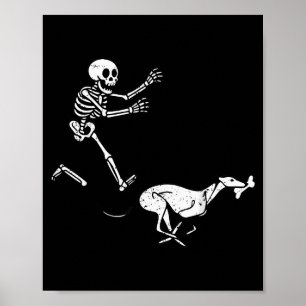 Póster Meme Divertido Galgo Corriendo Esqueleto Halloween