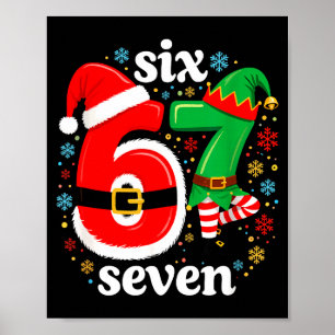 Póster Meme Divertido Seis Siete 67 Elfo 6 7 Santa Navida