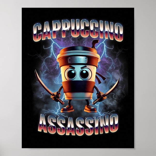 Póster Meme italiano Cappuccino Ino Brainrot (Frente)