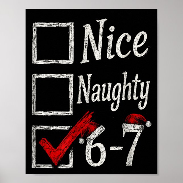 Póster Meme Nice Naughty Christmas Funny Gift Men, Women  (Frente)