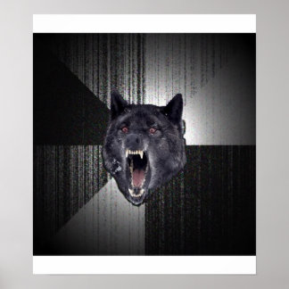 Póster Meme para animales de aviso de lobo demencial