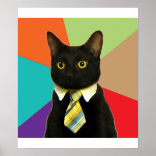 Póster Meme para animales de consejos para gatos empresar