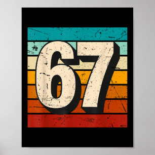 Póster Meme Retro 67 Vintage Número Seis Siete Divertido