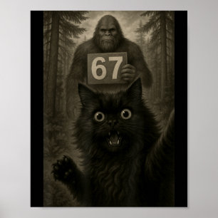Póster Meme Selfie de Gato 67 Seis Siete Divertido Bigfoo