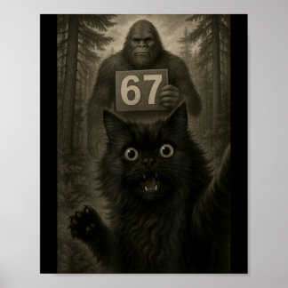 Póster Meme Selfie de Gato 67 Seis Siete Divertido Bigfoo