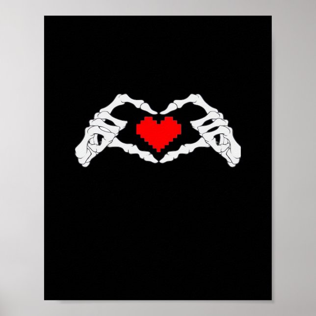 Póster Meme Skeleton Heart And Hands (Frente)
